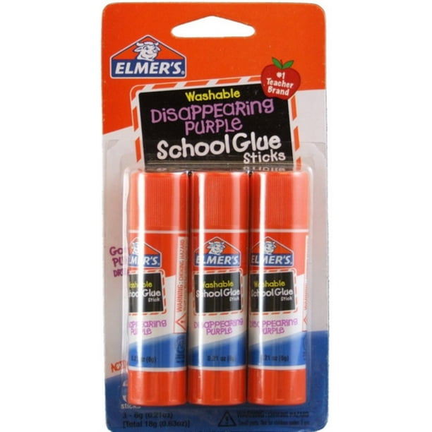 Elmer's Washable Disappearing Purple School Glue Stick .22 oz 3 ea (Pack of 3)
