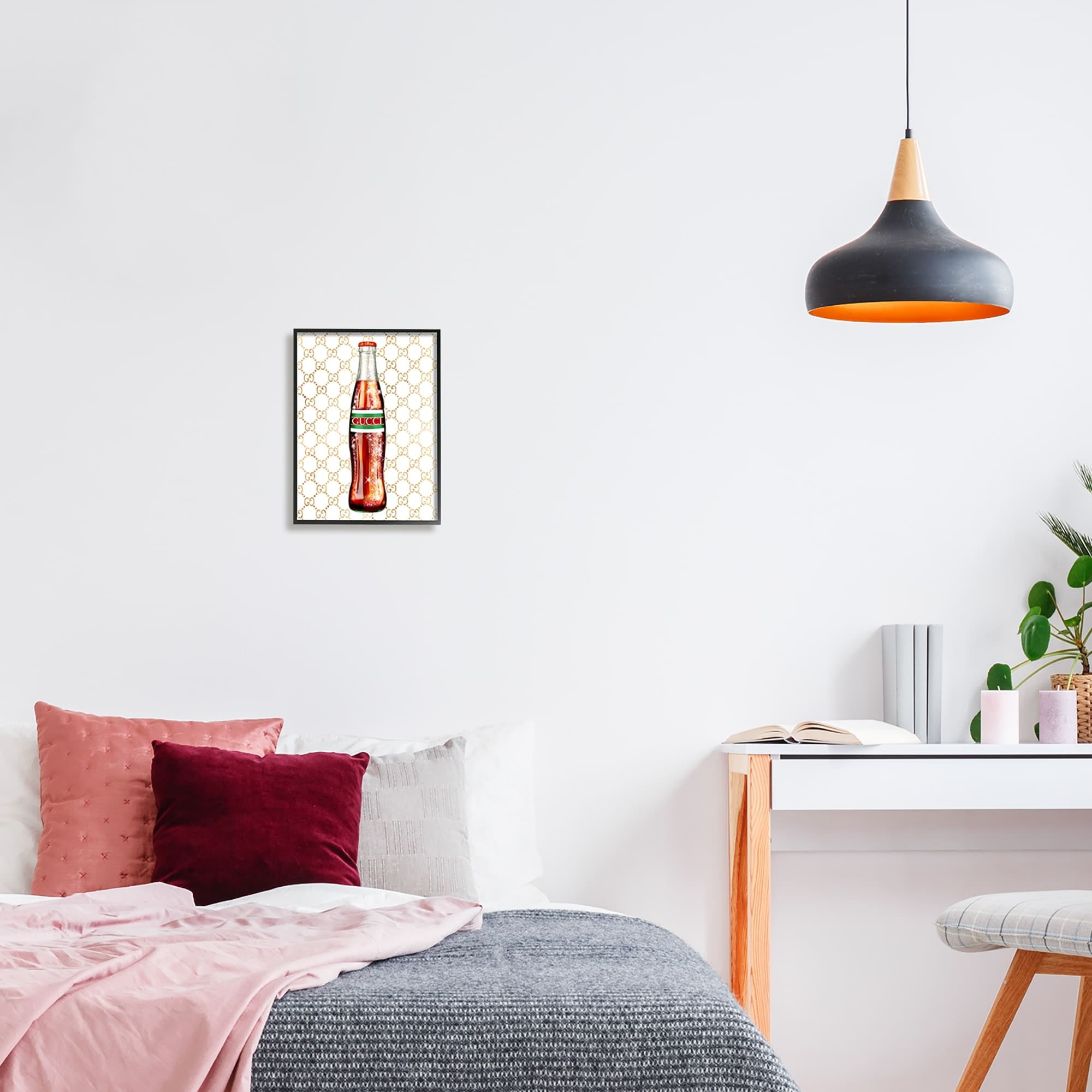 Stupell Industries Stylish Cola Bottle Kitchen Glam Fashion Pattern Graphic Art White Framed Art Print Wall Art, Design by Ziwei Li