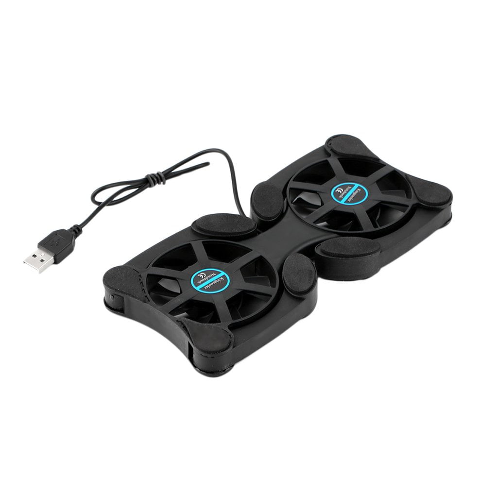 Black USB Double Fans Port Mini Portable Octopus Notebook Fan Cooler Cooling Pad For 14 inch Laptop with LED Light