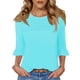thumbnail image 1 of Camiseta Blingfit para mujer, manga 3/4, talla grande, verde claro, XL, 1 of 5