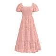 thumbnail image 2 of Maplenight Summer Eyelet Dresses for Women 2025 Casual Cute Square Neck Puff Short Sleeve Dress with Pockets, 2 of 5