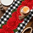 thumbnail image 3 of Valentine's Day Table Runner - 90 Inch Long Red Rose Flowers Buffalo Plaid Romantic Cotton and Linen Blended Dress Scarves Farmhouse Table Runner for Kitchen Dining, Coffee Table, 13" x 90", 3 of 8
