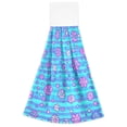 thumbnail image 7 of Haosy 2 Pack Kitchen Wash Cloths with Hanging Loops Absorbent Absorbent Quick Drying Hand Towels, Blue Stripes with Cute Flowers, 7 of 7