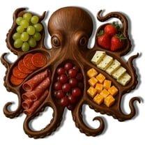WovenWink Octopus Charcuterie Platter, Nautical Wood Serving Tray for Cheese,Meats & Fruit,Ocean Theme Home Kitchen Party Board Decoration, Gift for Seafood Lovers & Friends