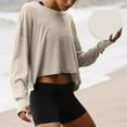 thumbnail image 3 of Posijego Open Back Workout Tops for Women Loose Long Sleeve Shirts Backless Yoga Sports T-Shirts Activewear, 3 of 7