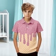 thumbnail image 2 of CPNG Boys Summer Shirt Comfortable Fashion Funny Ice Cream Print Short Sleeve Loose Lapel Buttoned Shirts(Light Pink,7-8 Years), 2 of 7