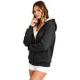 thumbnail image 6 of felwors Long Sleeve Sherpa-Lined Zip-Up Hoodie with Balloon Sleeves Oversized Fleece Sweatshirt for Women Winter Warm Casual Black for Size S, 6 of 6