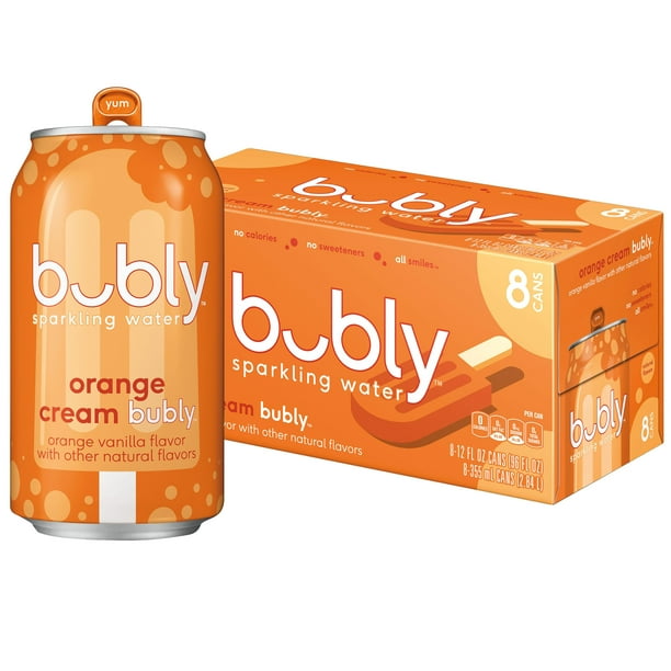 bubly Orange Creamsicle Sparkling Water, 12 oz, 8 Pack Cans