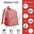 thumbnail image 6 of White Red Checkered Backpack Backpack for School,Cute School Bag,Schoolbag with Adjustable Shoulder Straps & Padded Back,13.8"x11.4"x6", 6 of 6