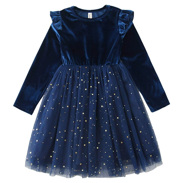 white christmas dresses Navy Blue Nativity Smocked Christmas Dress main image 1