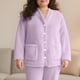thumbnail image 2 of Top de encaje color crema,Pijama de polar de doble cara para mujer, cárdigan de manga larga, ropa de estar suave para el invierno en casa, sopatenor, 2 of 9