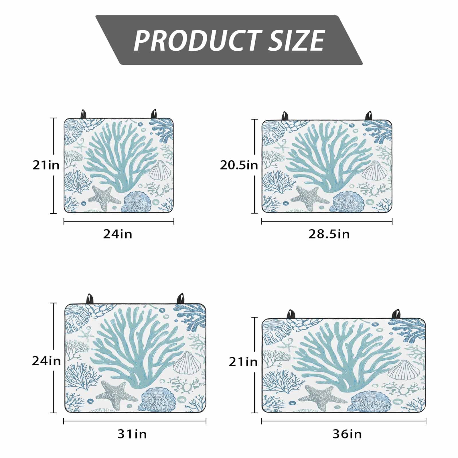 Aqua Coastal Stove Top Cover for Electric Stove, Heat-proof & Non Slip Glass Top Stove Cover Protector, Summer Nautical Starfish Beach Coral Kitchen Flat Cooktop Rubber Mat 24x21 Inches