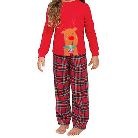 

Livingsenburg Family Matching Pajamas Deer Print Plaid Pyjama Trousers Parents