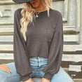 thumbnail image 2 of Timegard Tops for Women Round Neck Puff Long Sleeve Back Crisscross Tshirts Dressy Casual Loose Tops, 2 of 6