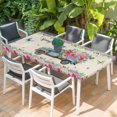 thumbnail image 2 of Spring Table Cloths for 4 Foot Rectangle Tables, Farmhouse Retro Truck Botanical Rose Butterfly Patio Waterproof Elastic Fitted Tablecloths, Washable Rectangular Table Cover for Camping, 2 of 8