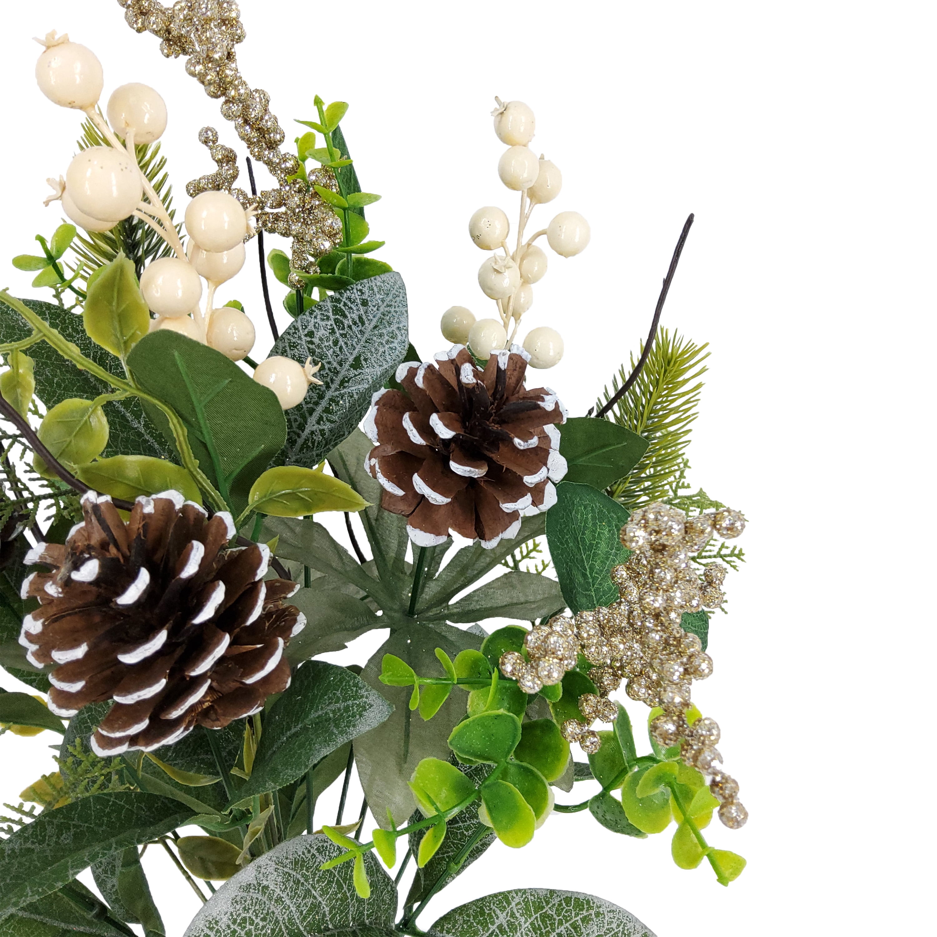 Mainstays 22-Inch Artificial Indoor Mixed Greenery And Berry Bouquet, Green/White