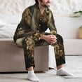 thumbnail image 7 of Naloa Palatial Gold Pattern Horse Men’s Pajamas Set - Long Sleeve Button Down Sleep Shirt and Pajama Bottoms Sleepwear Set-Medium, 7 of 7
