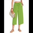 thumbnail image 1 of Pantalones Cortos para Mujer, Informales, con Cordón y Bolsillos, Holgados, de Cintura Alta y Pierna . Verde Hierba M, 1 of 6