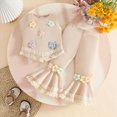 thumbnail image 2 of Toddler Baby Girl Outfits Summer Clothes Set Crochet Flower Fringe Sleeveless Top and Bell Bottom Pants Set Casual Toddler Outfit 18-24 Months, 2 of 7
