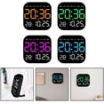 thumbnail image 3 of Reloj de pared digital, reloj despertador de visualización grande con control remoto, reloj digital con luz nocturna, fecha semana, temperatura para recámara (rosa), 3 of 5