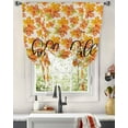 thumbnail image 3 of Hello Fall Tie Up Curtains for Kitchen Bathroom Bedroom Windows 45 Inch Length, Orange Maple Leaf Botanical Thanksgiving Rustic Balloon Drape Curtains Shade Rod Pocket Drapery Curtain Panel, 42"x45", 3 of 7