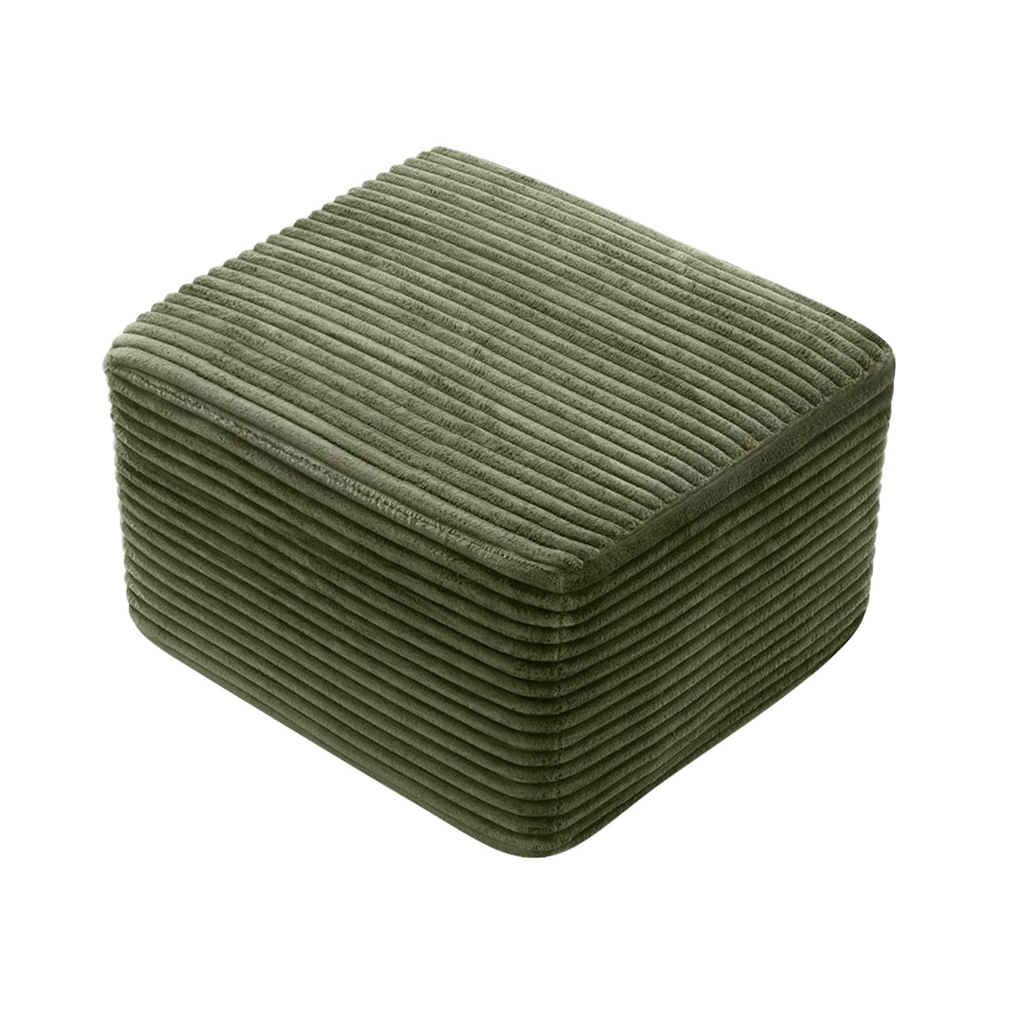 Ribbed Corduroy Square Ottoman, Compression Shipped Multifunctional Footrest, Stain-Resistant Pet-Friendly Accent Stool for Living Room Bedroom Apartment
