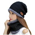 thumbnail image 5 of Gorro de lana cálido acolchado de terciopelo para invierno, gorro de punto a rayas para ciclismo, gorro de algodón con cuello frío, 5 of 5