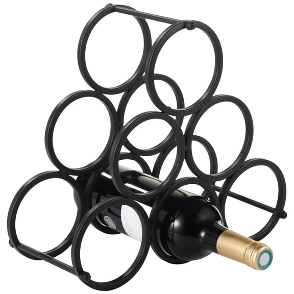 Metal Wine Rack for 6 Bottles, Black Countertop Wine Bottle Holder for Kitchen Bar Cabinet Display, Detachable Rustproof Iron Wire Wine Storage Organizer, 12.2 x 12.2 x 5.7 in