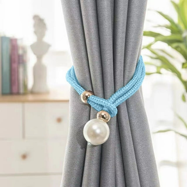 Aodebiao Adjustable Curtain Tiebacks Elastic Drapery Holdbacks for Thin Thick Drapes, Modern Window Decor Strap for Living Room Bedroom, Easy Install Polyester Tie Back Hook