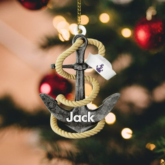Personalized Sailor US Navy Uniform Personalized Flat Acrylic Ornament Sailboat Wood Christmas Ornament - Personalized Sailing Ornament Sailboat Ornament Anchor Sail Boat Gift Sailor (SL11) - 3098