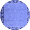 thumbnail image 1 of Ahgly Company Indoor Round Oriental Blue Industrial Area Rugs, 7' Round, 1 of 4