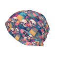 thumbnail image 2 of Fuzoiu Skull flower leaf Plaid Print Winter Beanie Hat for Men & Women,Warm Knit Cap,Women Windproof Watch Hat,Knit Warm Unisex Beanie, 2 of 7