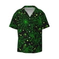 thumbnail image 4 of Uemuo Green Bright Web with Spiders Pattern Cotton Linen Short Sleeve Shirts,Casual Lightweight Button Down Shirts,Vacation Beach Summer Tops-3X-Large, 4 of 7