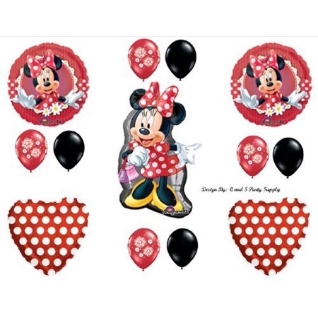 Red Mad About Minnie Mouse Full Body Mylar Balloon Kit Birthday