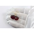 thumbnail image 3 of 14k Yellow Gold Red Simulated Ruby Earrings Faceted Heart Teardrops Simple Briolette Dangle Drops Designed for Adult Women, 3 of 5