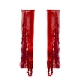 thumbnail image 6 of Haitryli Kids Girls 3 Piece Hip Hop Jazz Latin Ballroom Dance Outfits Sequins Metallic Halter Crop Tops with Skirt Gloves Set Red 6, 6 of 7