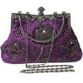 thumbnail image 7 of Womens Vintage Floral Beaded Rhinestone Embroidery Clutch Sequin Crossbody Bag Evening Handbag for Bridal Wedding Party Prom, 7 of 7