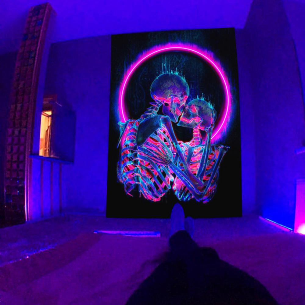 Fluorescent Tapestry Blacklight Tapestry Uv Reactive Wall Hanging Glow