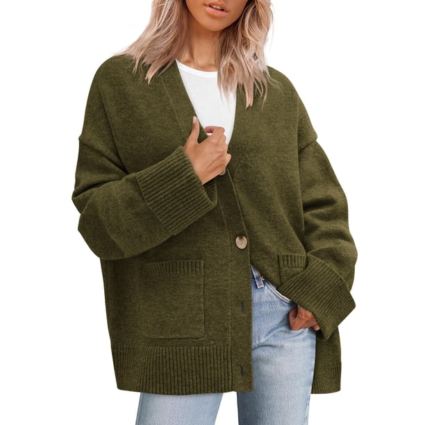 Suéter Cardigan PRETTYGARDEN Mujer 2025 Tejido Grueso Cuello en V