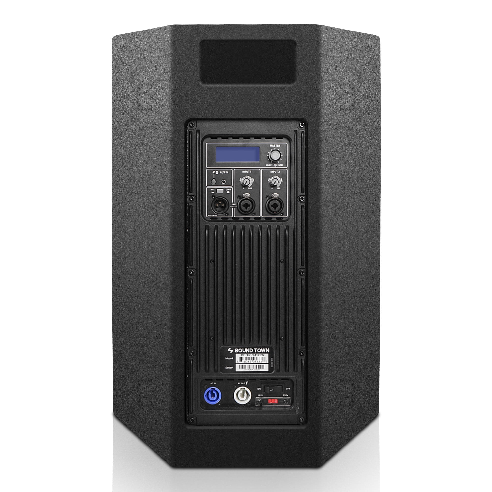Sound Town Oberon Series 12" 1200W Powered PA/DJ Speaker with 2-Channel Mixer and Onboard DSP, TWS Bluetooth, Plywood, Black (OBERON-112PW)