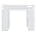thumbnail image 7 of Twin Size Loft Bed with Large Shelves, Writing Desk and LED Light, Solid Wood Loft Bed Frame with Ladder and Safety Guardrails for Kids Girls Boys Bedroom, No Box Spring Needed, White, 7 of 7