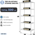 thumbnail image 3 of BestOffice 5-Shelf Adjustable Wire Shelving Unit Metal Shelf Layer Rack Strong Steel Organizer Wire Rack 24" L x 14" W x 60" H for Restaurant Garage Pantry Kitchen Garage,Chrome, 3 of 8