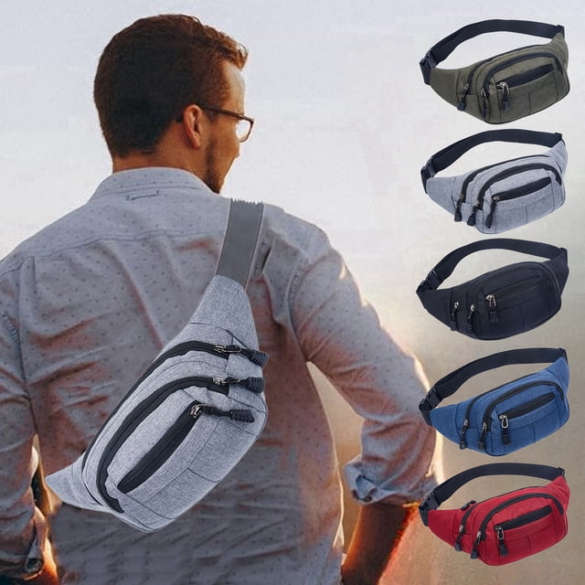 Fiudx Riñonera para Hombre y Mujer, Correa Ajustable, Nailon Impermeable, 3 Bolsillos con Cremallera, Ideal para Llevarla Cruzada o En La Cintura, Ideal para Actividades Al Aire Libre, Imprescindible