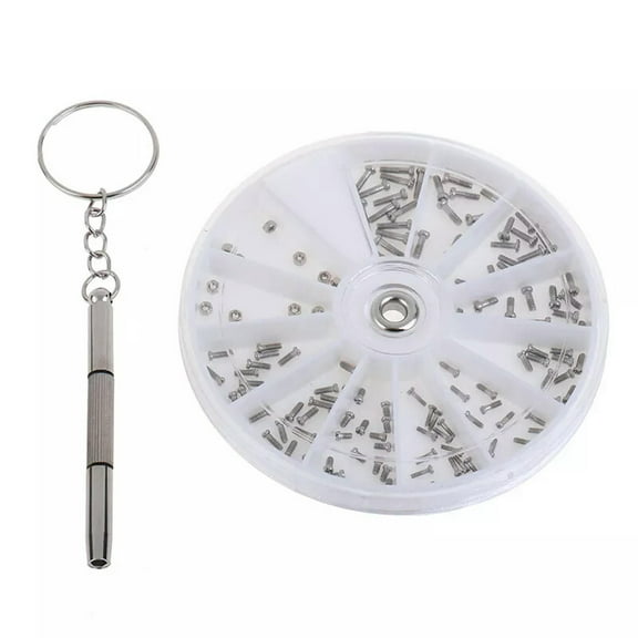 GKNET 120 Pcs/Box Assorted Stainless Steel Glasses Screws Set With Small ScrewdrivY=t=