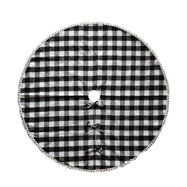 Matsuzay Faldas de árbol de Navidad a cuadros círculo rojo negro cómodo alfombra interior delantal ornamento fiesta vacaciones año Kits de decoración para fiestas En blanco y negro
