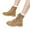 Khaki, variant on Lovskoo 2024 Women's Low-Heeled Mid Calf Boots Round Toe Outside Snow Boots Lace Up Sponge Cake Thick Sole Plush Insulation Low Heeled Mid Length Boots Black