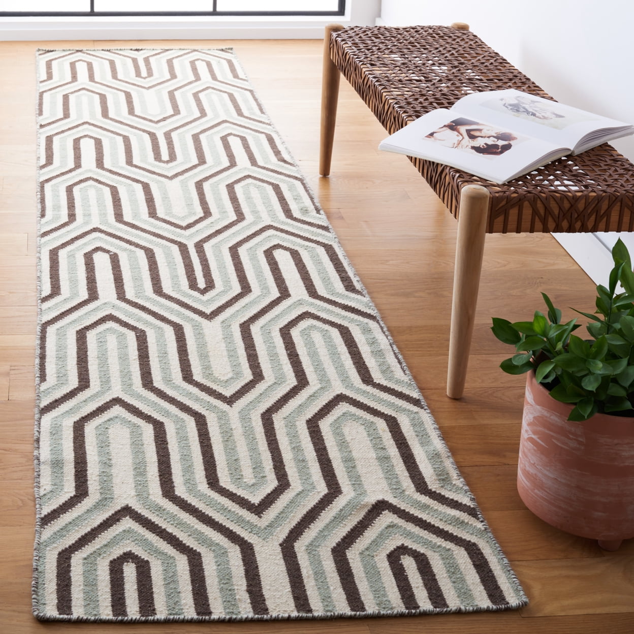 SAFAVIEH Dhurries Windsor Geometric Area Rug, Grey/Multi, 5' x 8'