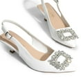 thumbnail image 3 of Women's Pointed Toe Slingback Kitten Heels With Rhinestone Buckle, 3 of 7