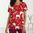 thumbnail image 1 of TIMIFIS Haut de Sarrau Rouge pour Femmes, Haut Cache-Cœur Imprimé de Noël pour les Fêtes, Chemise à Encolure, Bonhomme de Neige, Manches Courtes, Col en V, Tunique d'Infirmière pour le Travail, Blouse d'Uniforme de Travail avec Poches - Rouge Automne/hiver, 1 of 5