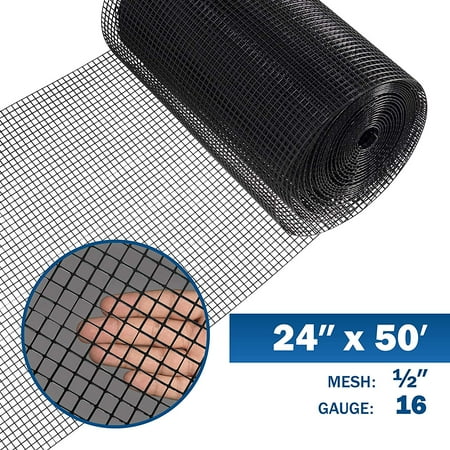Fencer Wire 16 Gauge Black Vinyl Coated Welded Wire Mesh Size 0.5 inch by 0.5 inch (2 ft. x 50 ft.)